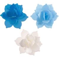 Mini galettes de nénuphar bleues et blanches de 4,5 cm - 8 unités