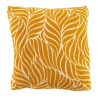 Coussin de feuilles couleur moutarde de 43 cm