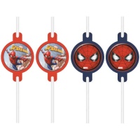 Pailles du fantastique Spiderman de 22 cm - 4 unités