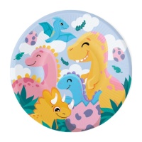 Assiettes Dino Friends de 23 cm - 8 unités