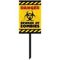 Panneau Danger Beware of Zombies de 24,8 x 38 cm