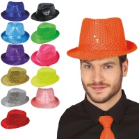 Chapeau de gangster avec paillettes colorées