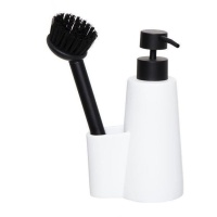 Distributeur de savon avec brosse blanche