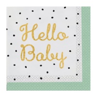 Serviettes Hello Baby de 16,5 x 16,5 cm - 16 unités