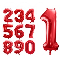 Ballon chiffre rouge de 86 cm - PartyDeco - 1 unité