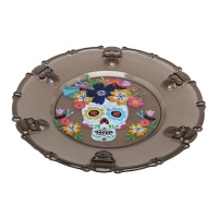 Assiette de mort mexicaine noire de 34 cm