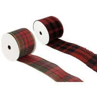 Ruban décoratif de Noël Tartan de 2,70 m - 1 unité