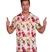 Chemise hawaïenne blanche avec fleurs pour adultes