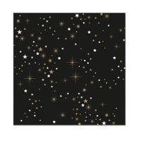 Serviettes noires avec étoiles de 16,5 x 16,5 cm - 30 unités