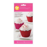 Papiers à cupcakes avec paillettes rouges et roses - WIlton - 24 unités