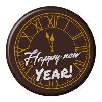 Enseigne en chocolat noir Bonne Année avec horloge de 5 cm - Dekora - 45 unités