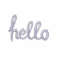 Ballon lettres Hello argenté holographique de 72 x 45 cm - PartyDeco