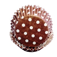 Capsules pour cupcakes marron avec points blancs - PME - 60 unités