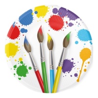 Assiettes de Peinture de Couleurs de 23 cm - 8 unités