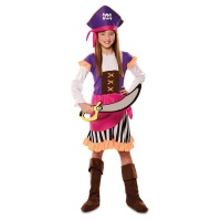 Déguisement de pirate aventurière violet pour fille