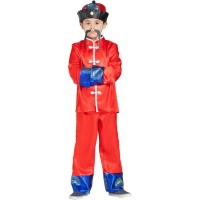 Costume de mandarin chinois rouge et bleu pour enfant