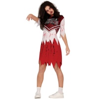 Déguisement de pom-pom girl zombie rouge pour femme