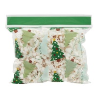 Sachets transparents pour friandises avec sapins de Noël de 18,5 x 18,5 cm - Wilton - 20 unités