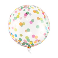 Ballon Orbz transparent avec des points colorés de 40 cm - PartyDeco - 1 unité