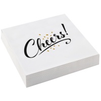 Serviettes Cheers blanches décorées 16,5 x 16,5 cm - 20 unités