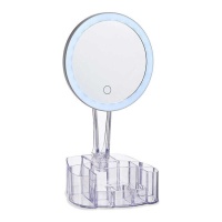 Miroir grossissant de 29 x 17 cm avec organisateur et LED