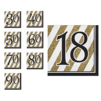 Serviettes Golden Birthday de 16,5 x 16,5 cm - 16 unités