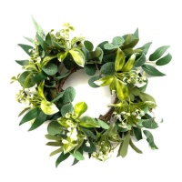 Couronne décorative pour bougie verte de 28 cm