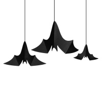 Pendants verticaux de chauve-souris noire - 3 unités