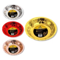 Bols de 16 cm ronds en carton biodégradable de couleurs métalliques - 6 unités