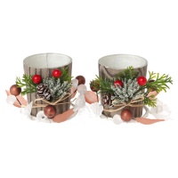 Porte-bougie en verre avec motifs de Noël - 2 unités