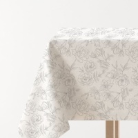 Nappe de 2,50 x 1,45 m en tissu à fleurs et feuilles