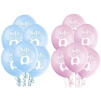 Ballons en latex Blue Elephant Floral de 30 cm - Unique - 8 unités