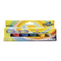 Peinture textile mate de 15 ml - Acrilex - 6 unités