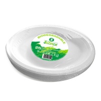 Plateau ovale biodégradable en bagasse de 26 x 19 cm blanc - 25 unités