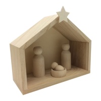 Figure en bois de scène de crèche de Noël de 18,5 x 15 x 8 cm