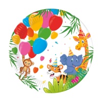 Assiettes animaux de la jungle party de 19,5 cm - 8 unités