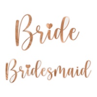 Autocollant pour mariages pour verre Bride et Bridesmaid - PartyDeco - 6 pièces