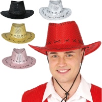 Chapeau de cowboy avec paillettes colorées