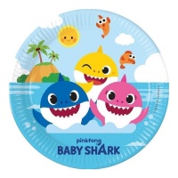 Assiettes de Baby Shark compostables de 23 cm - 8 unités