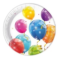 Assiettes de ballons brillants de 23 cm - 8 unités