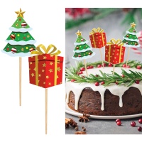 Piques de sapin de Noël et cadeaux de 6 cm - 12 unités