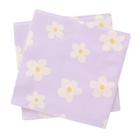 Serviettes aux fleurs blanches de 16,5 cm - 20 unités