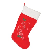 Chaussette de Merry Christmas rouge de 63 cm