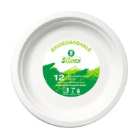 Assiettes de 16 cm en bagasse de canne à sucre - 12 unités