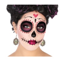 Boucles d'oreilles crâne de Catrina multicolore