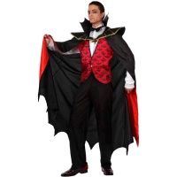 Costume de vampire pour homme avec gilet rouge brillant