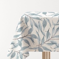 Nappe de 1,45 x 1,45 m en tissu à feuilles bleues