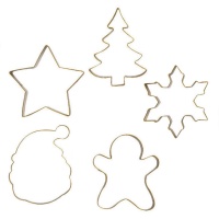 Emporte-pièces dorés avec des formes de Noël en métal - Decora - 5 unités