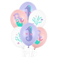 Ballons en latex de Sirène de 30 cm - PartyDeco - 50 unités