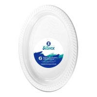 Plateau oval en plastique blanc 26,5 x 20 cm - 6 unités